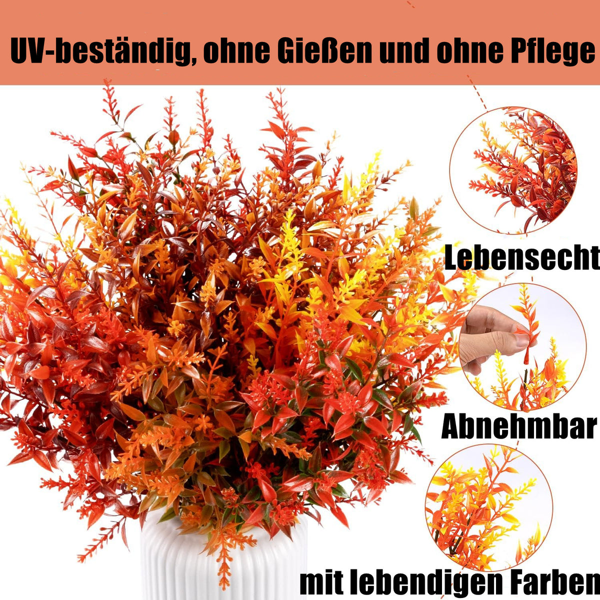 10er-Set Kunstblumen Herbstdeko – für Innen & Außen, Balkon & Garten