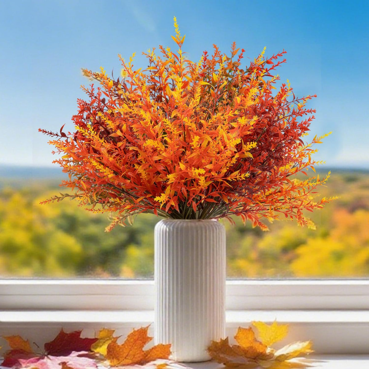 10er-Set Kunstblumen Herbstdeko – für Innen & Außen, Balkon & Garten