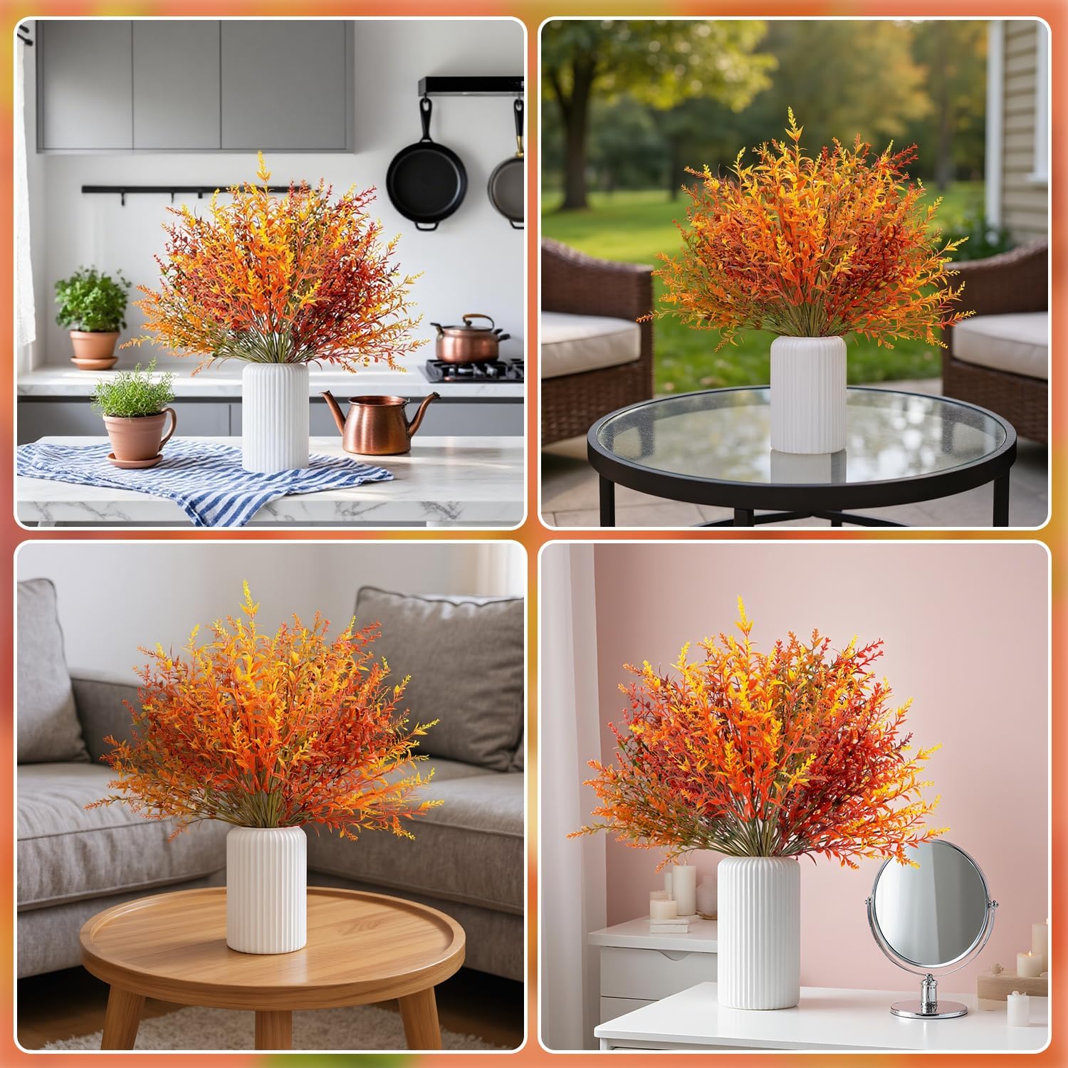 10er-Set Kunstblumen Herbstdeko – für Innen & Außen, Balkon & Garten