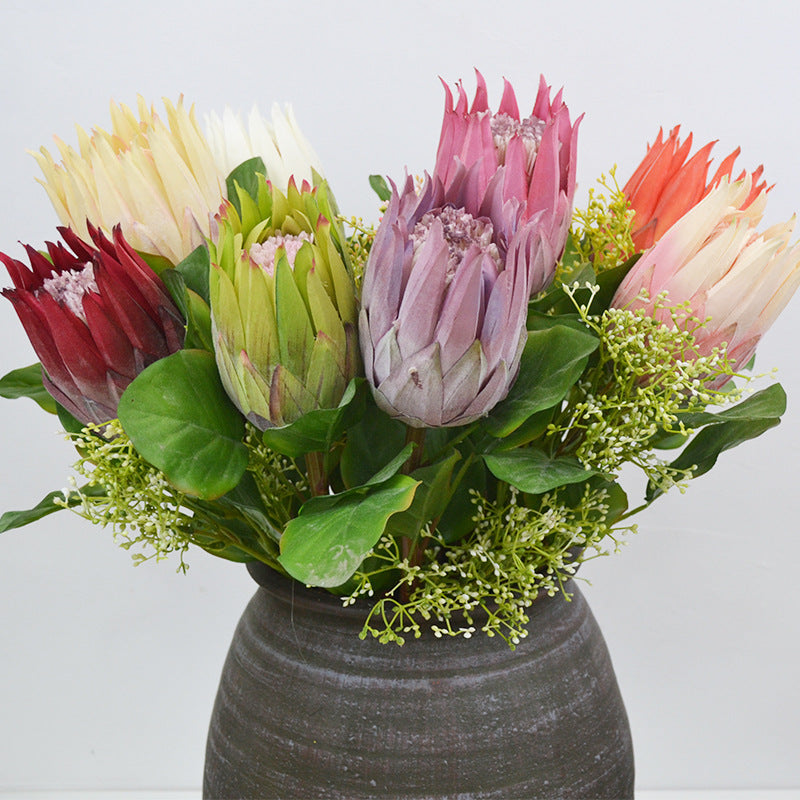 Künstliche Protea Königskerze, einzelner Stängel mit 1 Blüte, 65 cm hoch, aus Seidenstoff, für Hochzeiten und Innendekoration