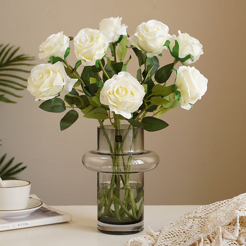 12 Dunkelrote Kunst-Rosen 50cm - Langstielige Brautsträuße für Hochzeit & Heiratsantrag
