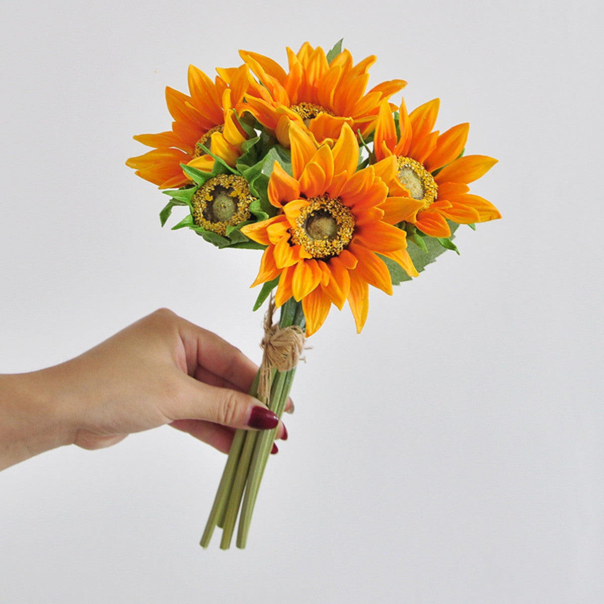 Real-Touch Künstliche Sonnenblumen – 5 Stück Set mit Knospe, 33 cm, als Tischdeko für Hochzeit & Herbst, wasserabweisend & UV-beständig