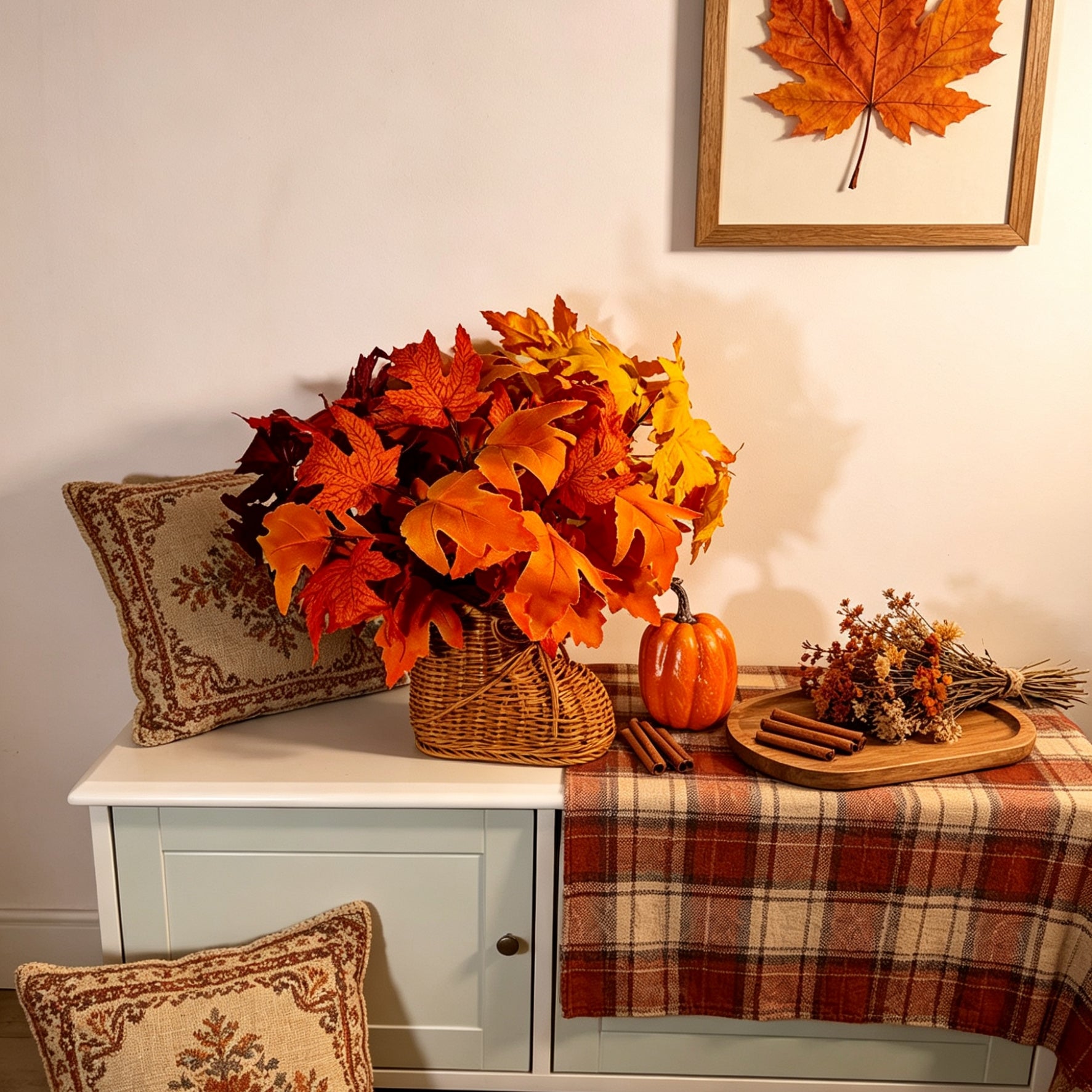 3er Set Künstliche Herbst-Ahornzweige mit 18 Blattstielen, 35 cm Faux Herbstlaub Sträuße für Vase, Heimdekoration, Thanksgiving Mittelpunkt & Hochzeit