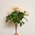 Künstlicher Rosenstrauß 35cm, Cremefarbene Seidenrosen, Hochwertige Kunstblumen für Vase, Hochzeitsdeko & Wohnkultur im Landhausstil