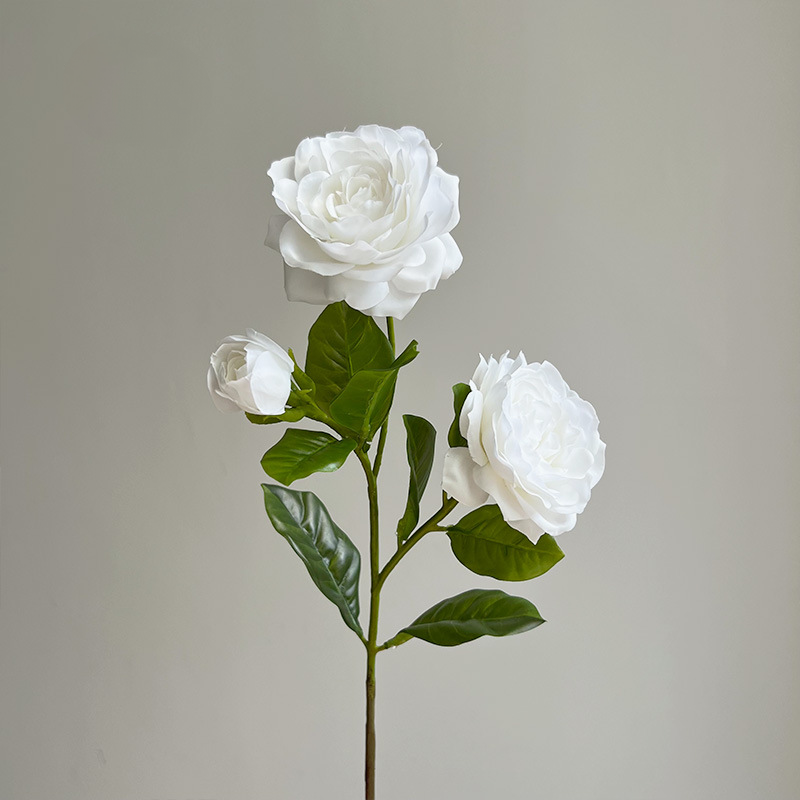 Real Touch Weiße Gardenie Kunstblume, 56 cm Hoch, 2 Blüten, Perfekt für Hochzeit und Taufe Deko