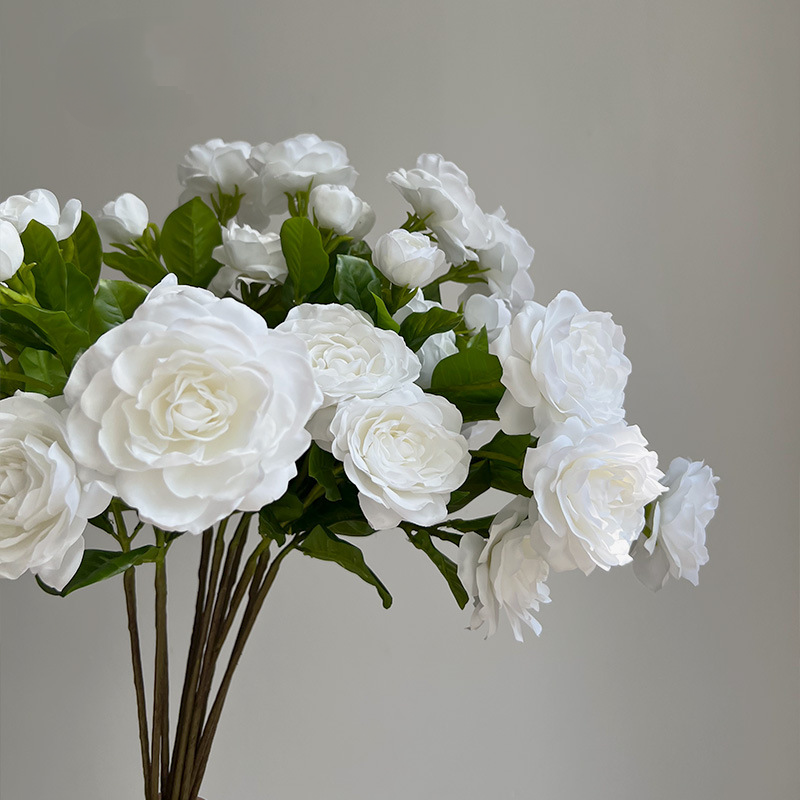 Real Touch Weiße Gardenie Kunstblume, 56 cm Hoch, 2 Blüten, Perfekt für Hochzeit und Taufe Deko
