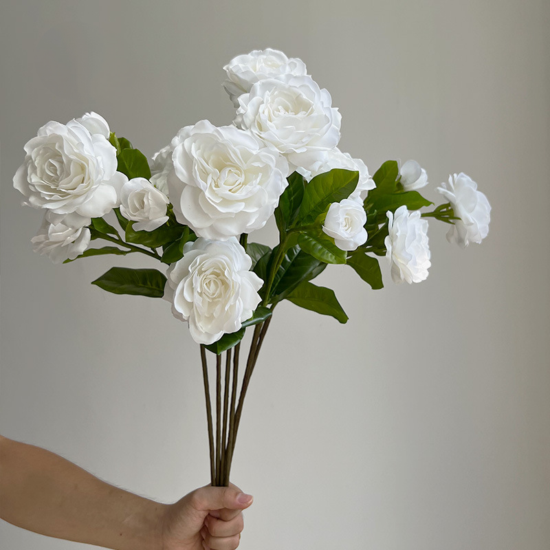 Real Touch Weiße Gardenie Kunstblume, 56 cm Hoch, 2 Blüten, Perfekt für Hochzeit und Taufe Deko
