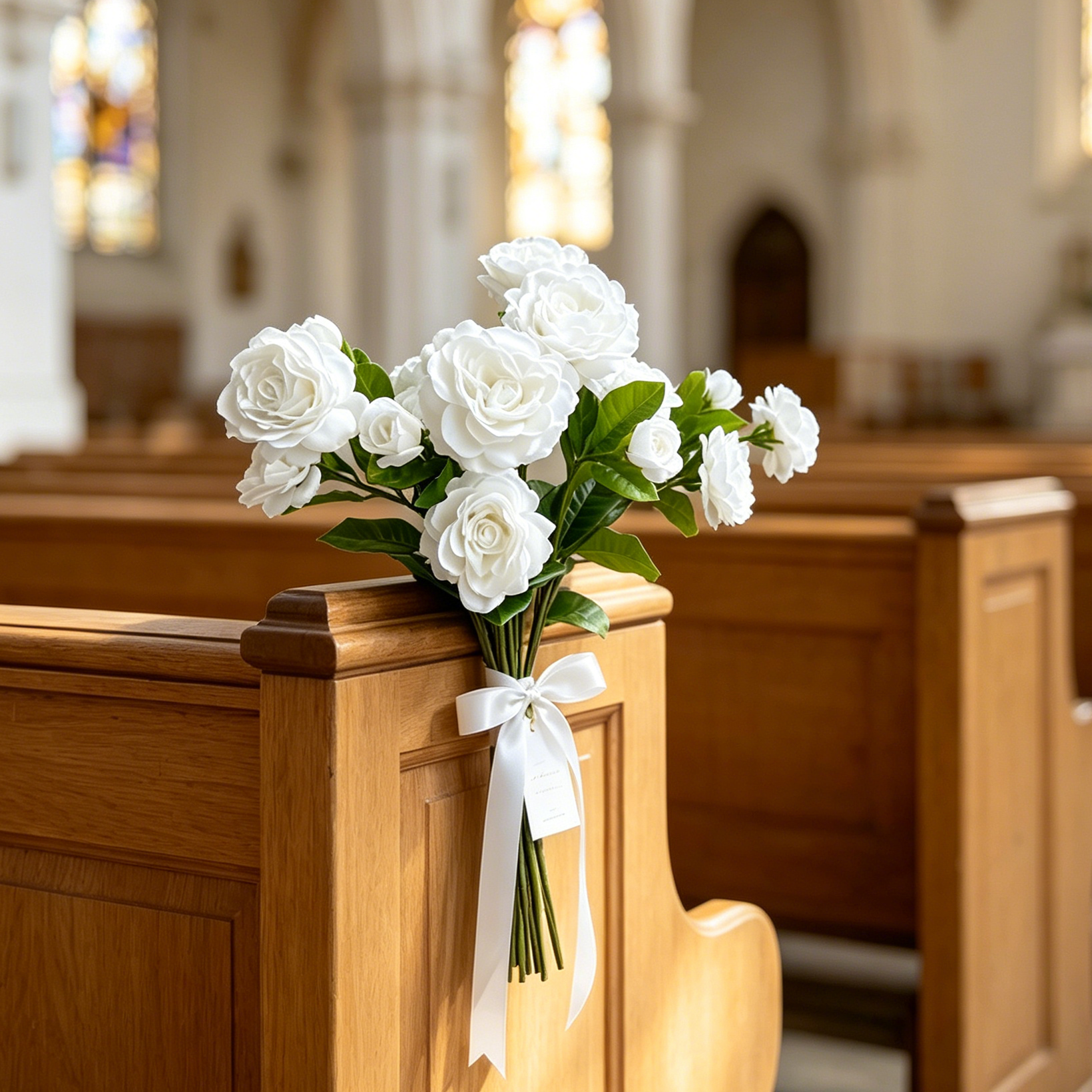 Real Touch Weiße Gardenie Kunstblume, 56 cm Hoch, 2 Blüten, Perfekt für Hochzeit und Taufe Deko