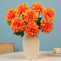 Bulk-Set 8 Stück Sonnenuntergang-Orange Faux-Dahlien – 53 cm hohe Kunstblumen für herbstliche Hochzeitsdeko & Vase (Vase nicht inklusive)