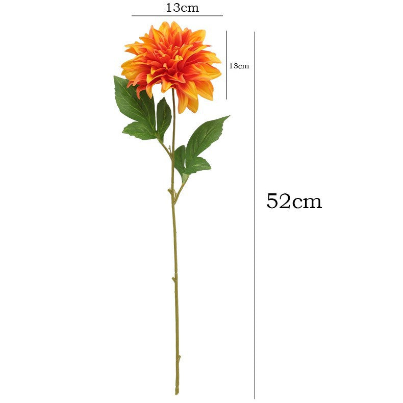 Bulk-Set 8 Stück Sonnenuntergang-Orange Faux-Dahlien – 53 cm hohe Kunstblumen für herbstliche Hochzeitsdeko & Vase (Vase nicht inklusive)