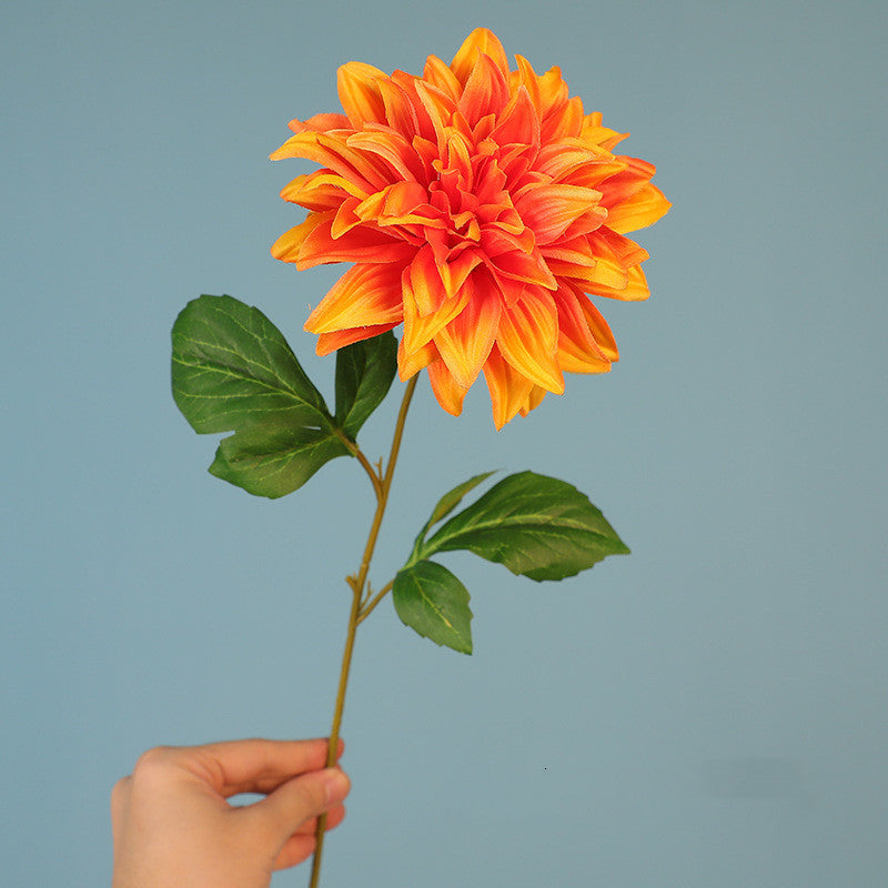 Bulk-Set 8 Stück Sonnenuntergang-Orange Faux-Dahlien – 53 cm hohe Kunstblumen für herbstliche Hochzeitsdeko & Vase (Vase nicht inklusive)