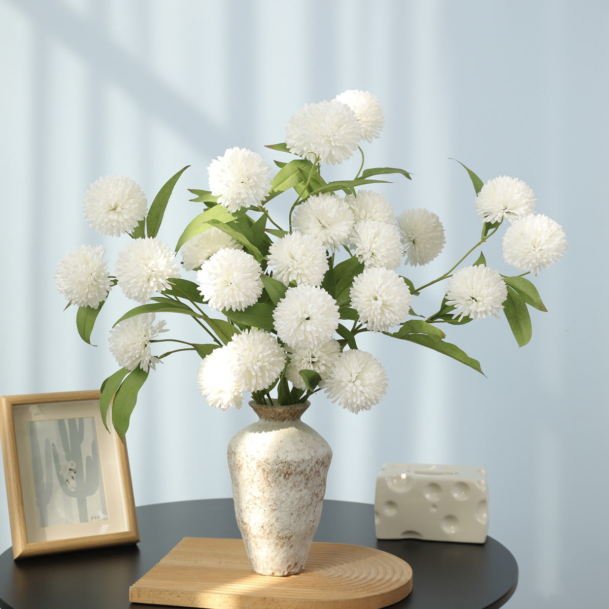 6 weiße Herbst-Chrysanthemen Kunstblumen, 65 cm hoch – ideal für Vase, Hochzeit & Cottagecore Deko