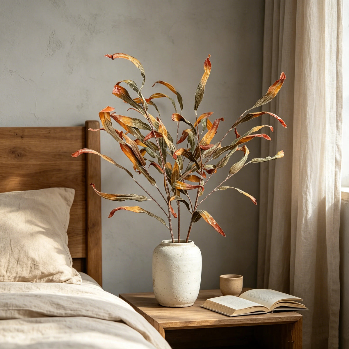 3er Set 36" Wabi-Sabi Trockenblätter, Flockseide, Realistische Deko für Vasen, Zuhause, Hochzeiten, Cottagecore