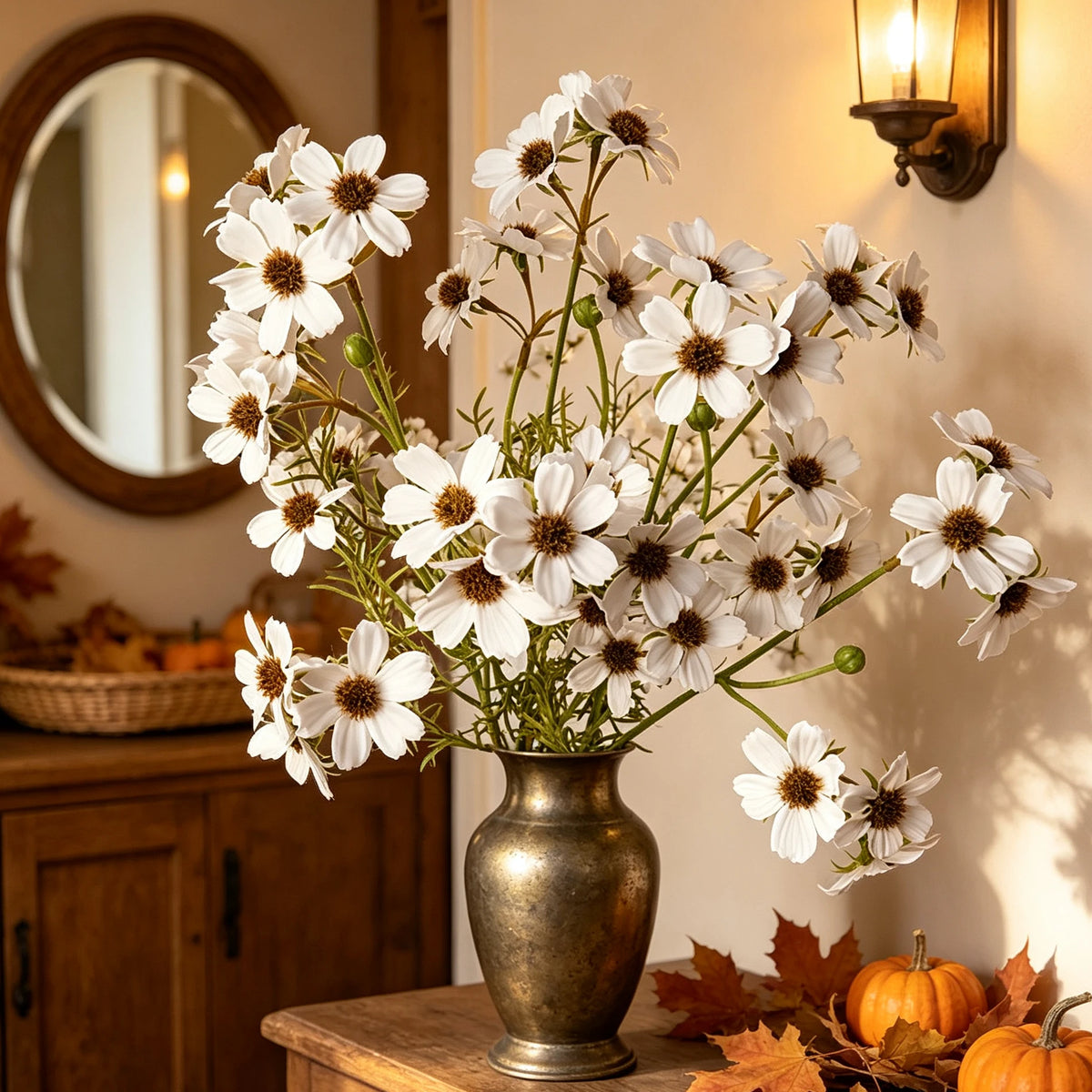 Chrysantheme Kunstblume 66 cm, Real Touch Herbstblume, hochwertige Deko für Vase, Herbstdeko, Gestecke, Landhausstil, naturgetreu