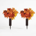 Grabgesteck Herbst 2er Set, Künstliche Friedhofsblumen mit 24 Blüten, Wetterfester Grabschmuck in Orange-Gelb, Premium Seidenblumen für Allerheiligen