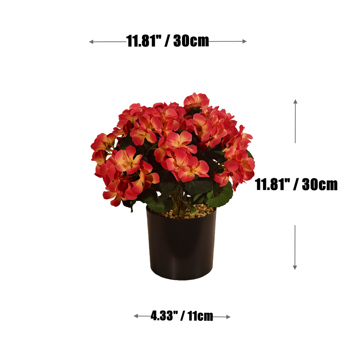 30cm Künstliche Geranie im Topf – Sonnenuntergang-Farben, Herbstdeko für Tisch, Kaminsims & Balkon