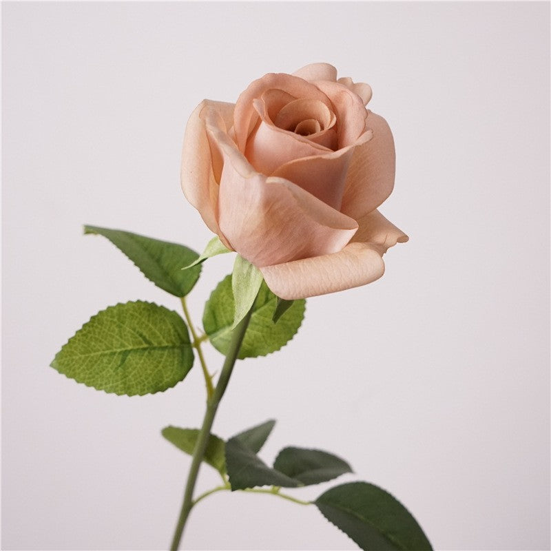 Kunstrosen 47 cm, Real Touch Rosenstiele in Vintage Kaffee & Latte, täuschend echte Deko-Blumen für Hochzeit, Gastronomie & Zuhause