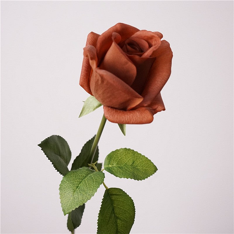 Kunstrosen 47 cm, Real Touch Rosenstiele in Vintage Kaffee & Latte, täuschend echte Deko-Blumen für Hochzeit, Gastronomie & Zuhause