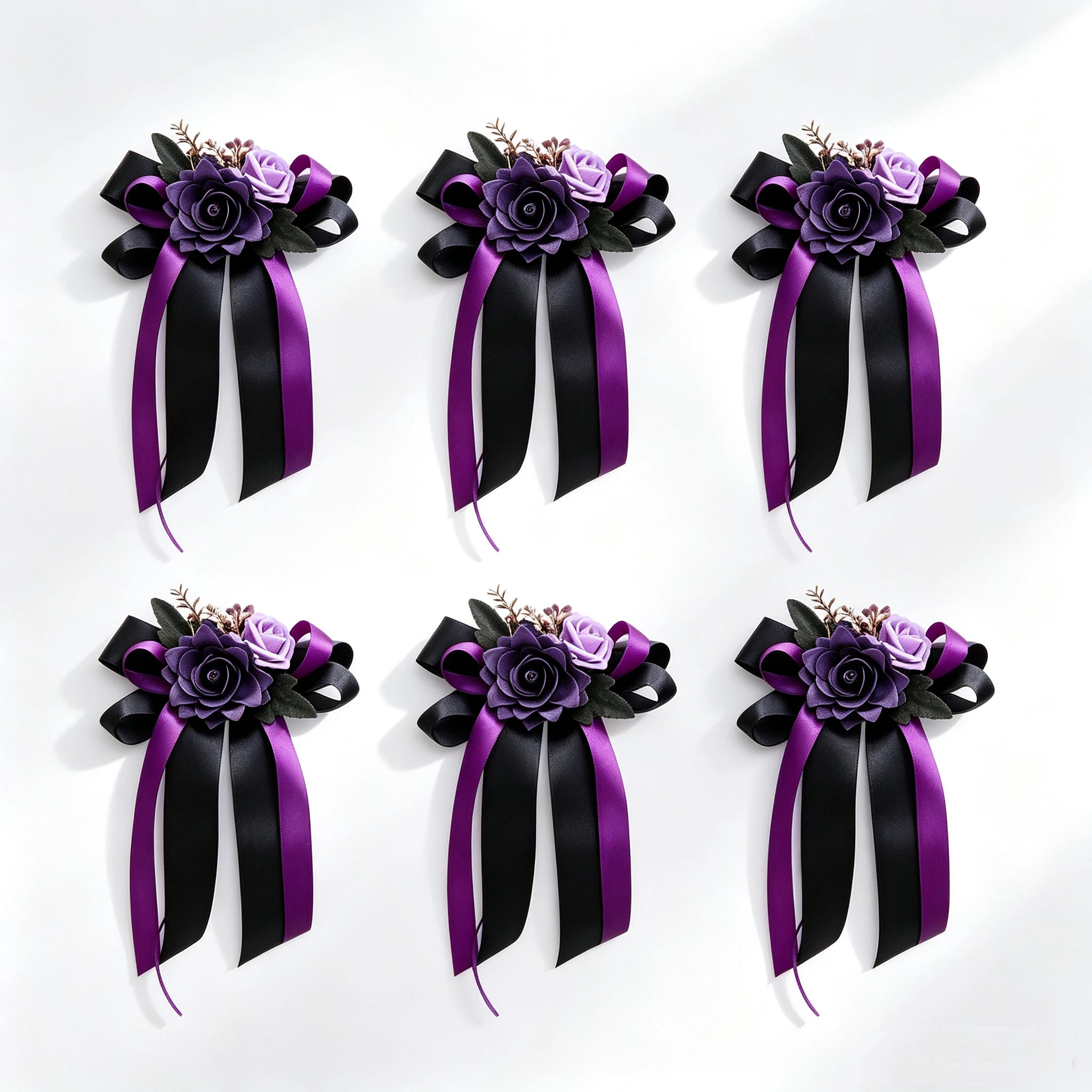 Autoschmuck Hochzeit 6er Set, Künstliche Rosen Gestecke (36 cm), Seidenblumen Deko für Autotür & Spiegel mit Saugnapf, Wiederverwendbare Hochzeitsdekoration