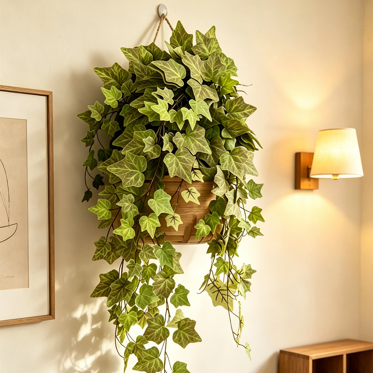 Künstlicher Efeu Hängend 2er Set, 73cm, Täuschend Echte Efeugirlande in Herbstfarben, Kunstpflanze für Wanddeko, Hochzeit & Regal