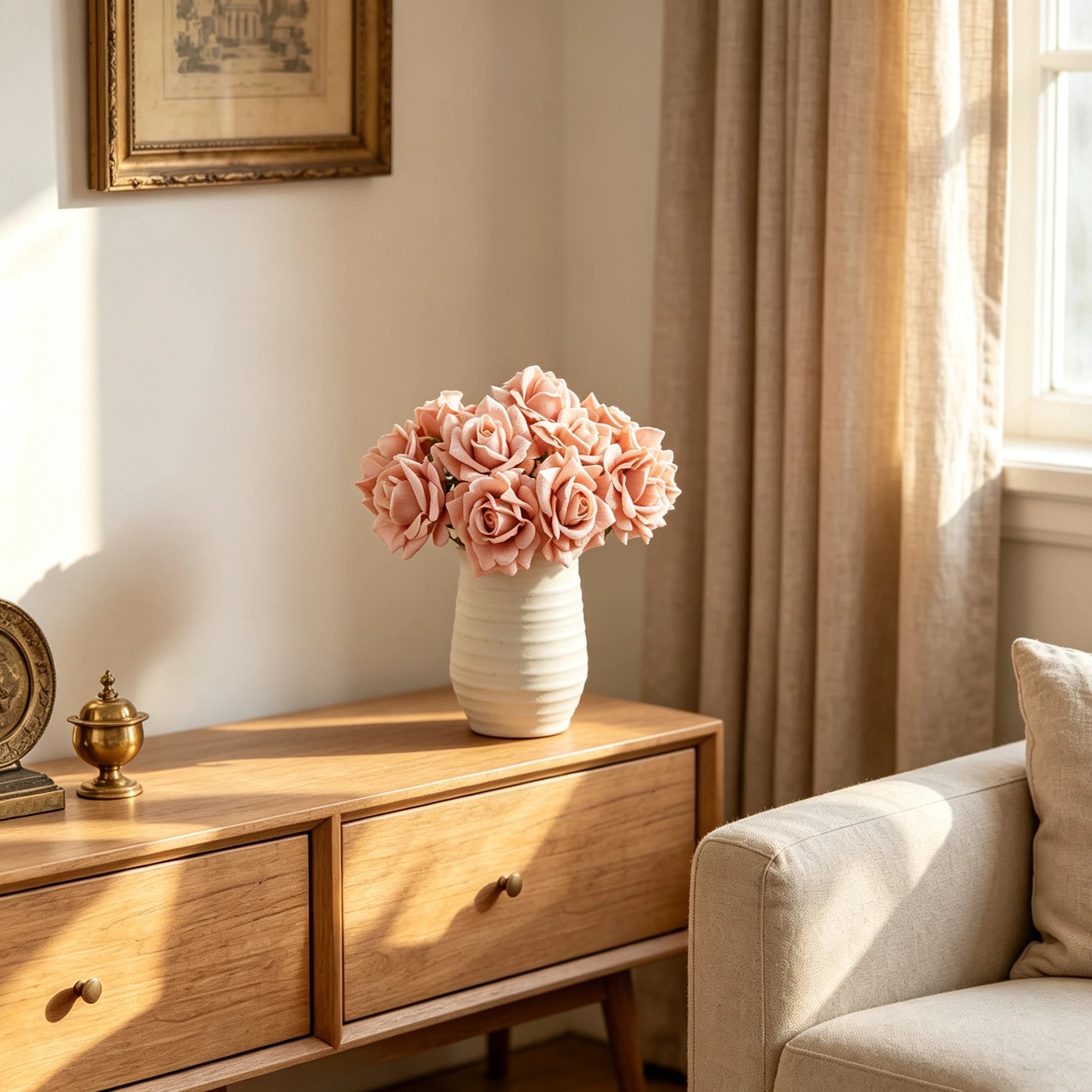 Real Touch Kunstrose 36 cm, Einzelne Rose mit naturgetreuer Haptik, Premium Kunstblume für Vase, Hochzeit & langlebige Dekoration