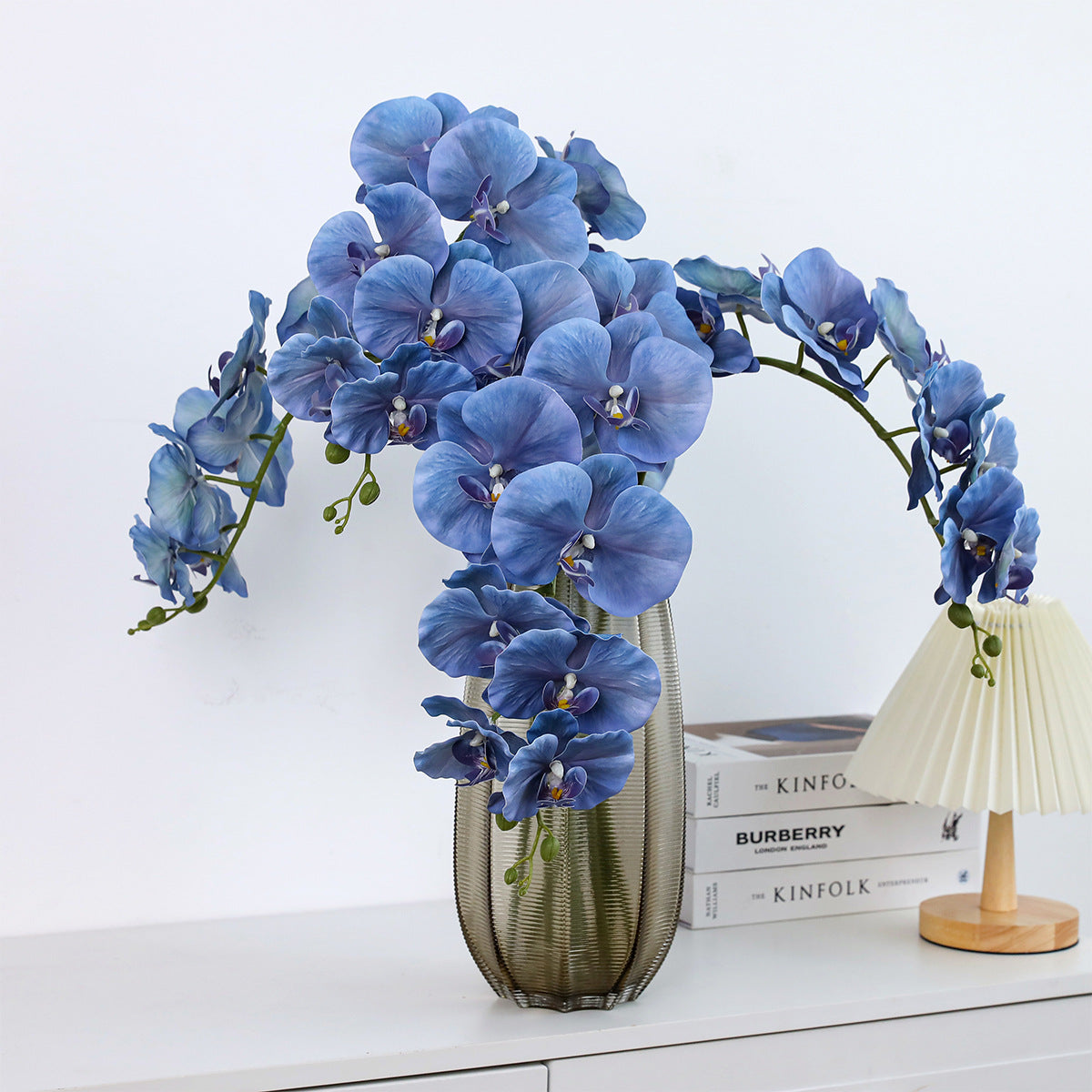 Phalaenopsis Orchidee künstlich 2er-Set, 102 cm langer Orchideenzweig mit 9 Blüten, Kunstblume für hohe Vasen, Hochzeit, Dekoration, extrem realistische Optik