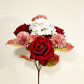 Kunstblumenstrauß Herbst 55 cm, Real-Touch Hortensie & Samt-Rosen Mix, Naturgetreue Deko für Vase, Hochzeit, Gastronomie, Bordeaux & Altrosa