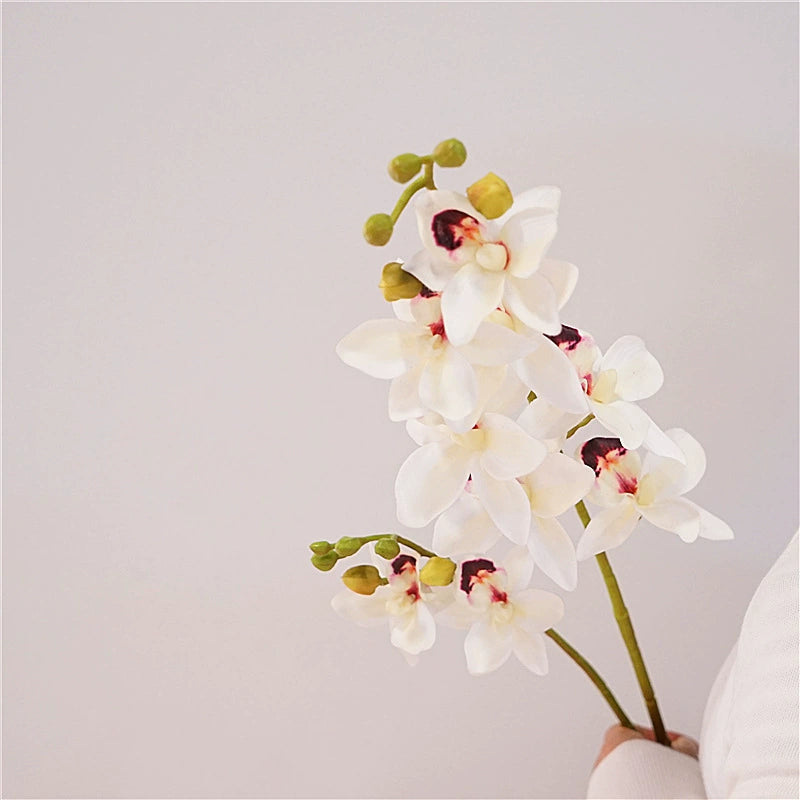 Künstlicher Orchideenzweig 87 cm | Real Touch | 18 Blüten | Kunstblume für Bodenvase, Hochzeit & Eventfloristik