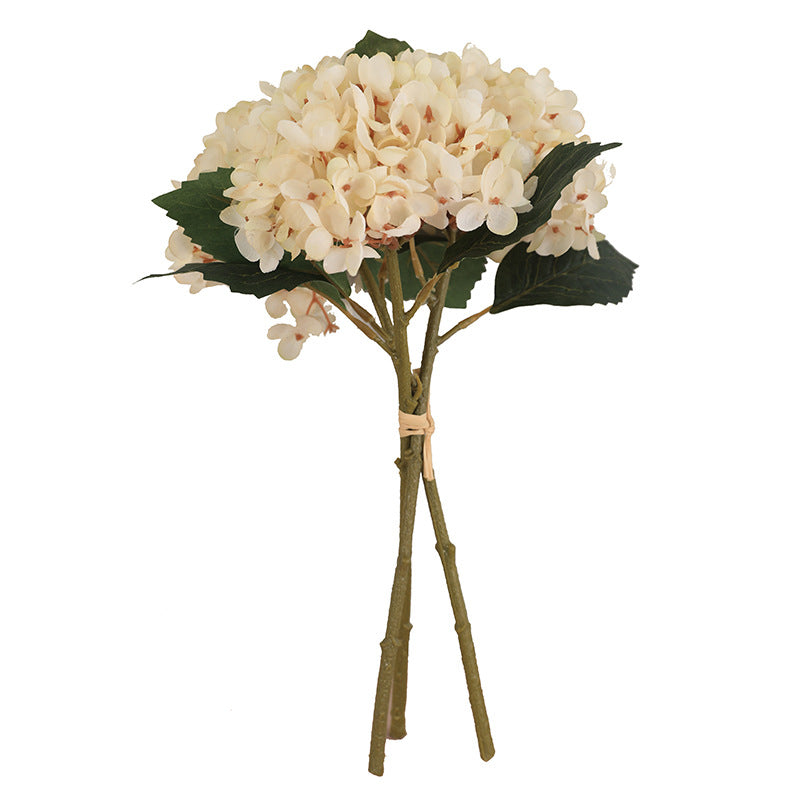 Hortensien Kunstblumen Strauß 33 cm | 3 Stiele | Realistische Herbst-Hortensie für Vase, Hochzeitsdeko & Floristik