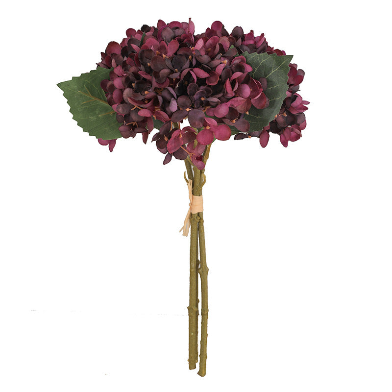 Hortensien Kunstblumen Strauß 33 cm | 3 Stiele | Realistische Herbst-Hortensie für Vase, Hochzeitsdeko & Floristik