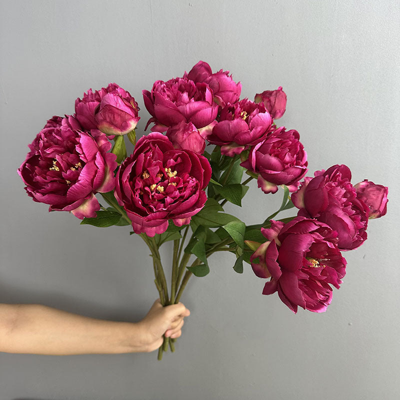 Künstliche Pfingstrose 50 cm, 2er-Set – Seidenblumen mit je 2 Blütenköpfen für Vase, Hochzeit & Deko