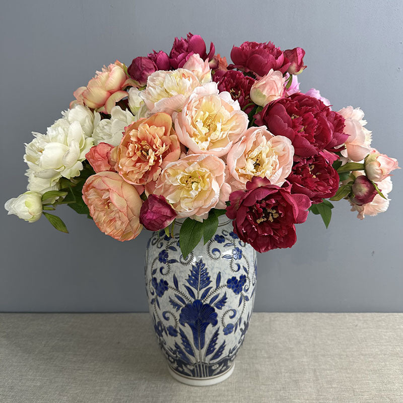 Künstliche Pfingstrose 50 cm, 2er-Set – Seidenblumen mit je 2 Blütenköpfen für Vase, Hochzeit & Deko