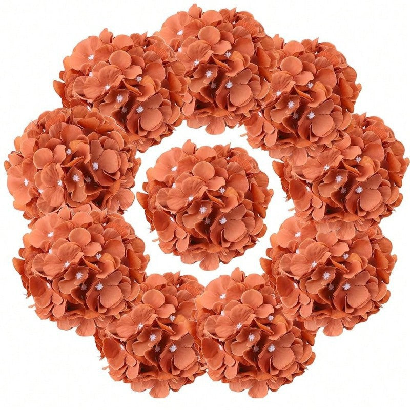 10 Stück Amber Karamell Hortensienblüten mit abnehmbaren Stielen, Seidenblumen für Hochzeitsdekoration, Sträuße, DIY Floral Dekor, Home Decor