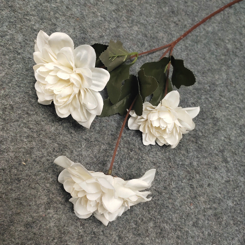 Dahlien Kunstblume 57cm, 3 Blütenköpfe (8,5cm), hochwertiger Seidenblumen-Stiel, täuschend echt für Vase, Hochzeit, Gestecke, Deko