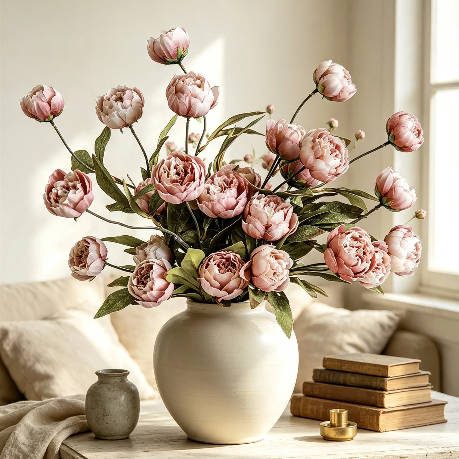 6er Set Pfingstrosen Kunstblumen 69 cm – Seidenblumen für Vase, Hochzeit & Deko