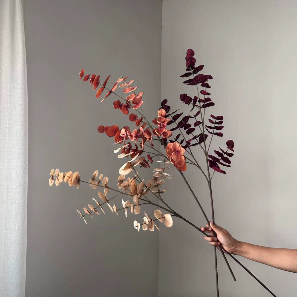 Eukalyptuszweig künstlich 90cm, täuschend echt, hochwertiger Dekozweig für Vase, Hochzeit & Floristik, langlebige Kunstpflanze