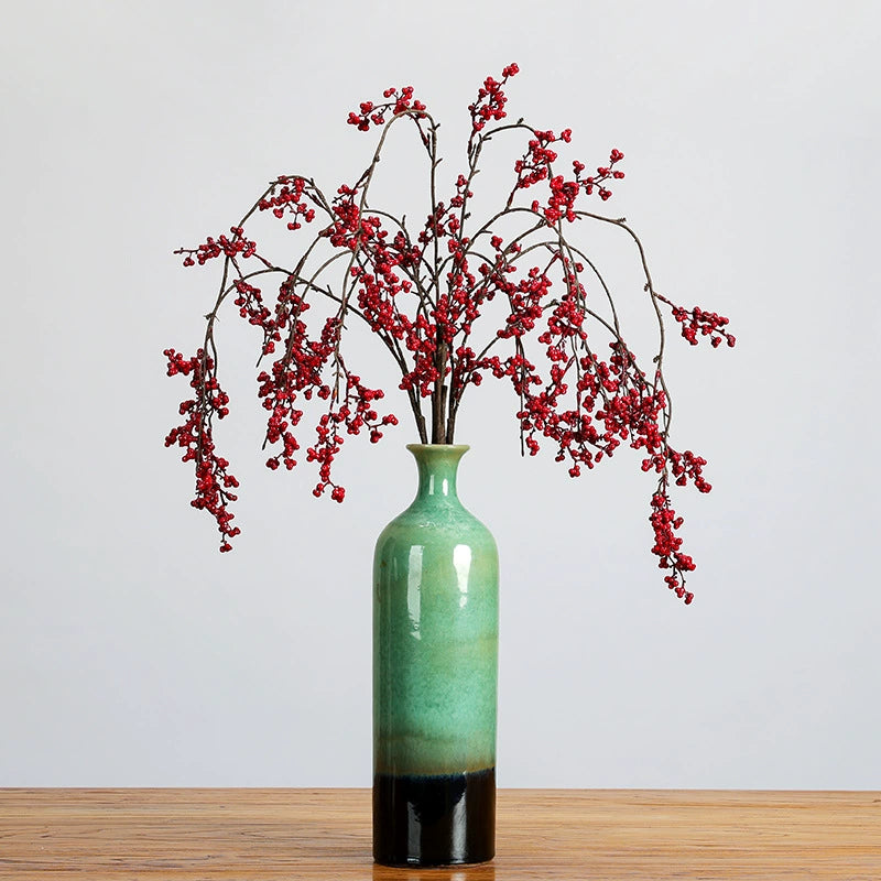Faux-Beerenzweig rot, 12 cm hängend, realistisch, für Hochzeiten, Wohnkultur, Café-Dekoration, saisonale Feiertage