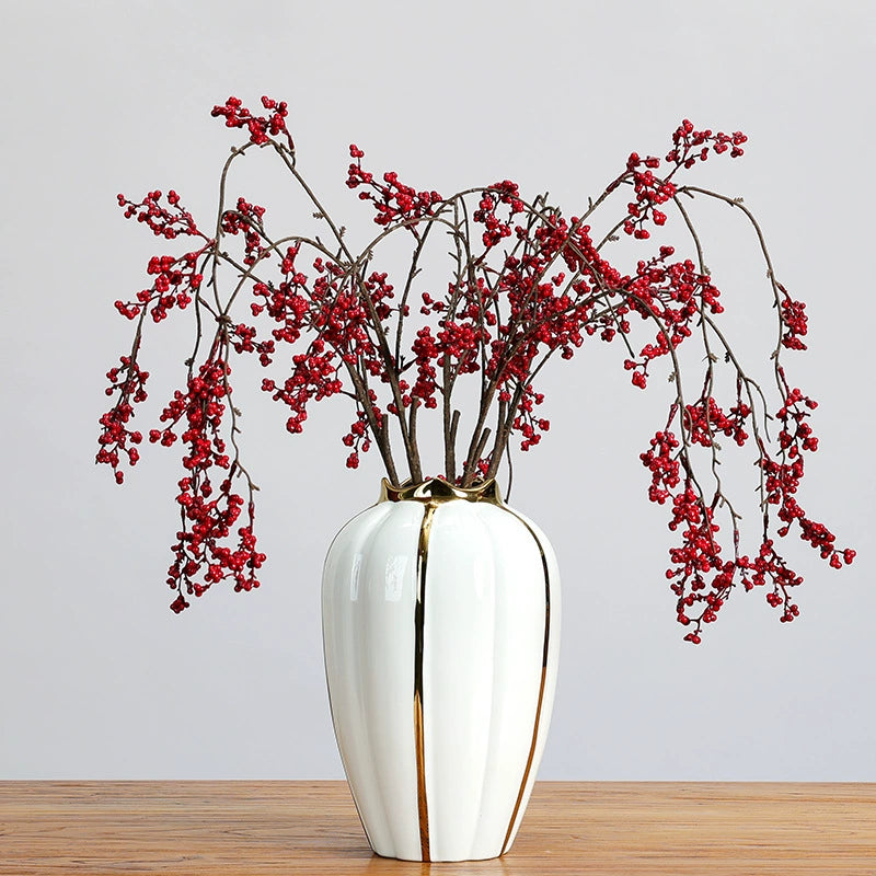 Faux-Beerenzweig rot, 12 cm hängend, realistisch, für Hochzeiten, Wohnkultur, Café-Dekoration, saisonale Feiertage