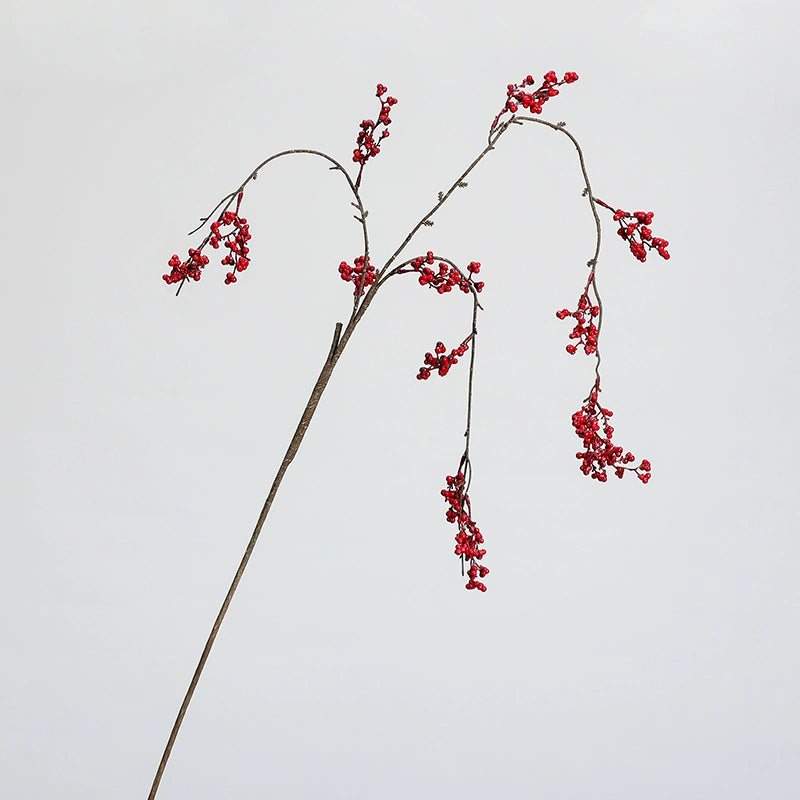 Faux-Beerenzweig rot, 12 cm hängend, realistisch, für Hochzeiten, Wohnkultur, Café-Dekoration, saisonale Feiertage