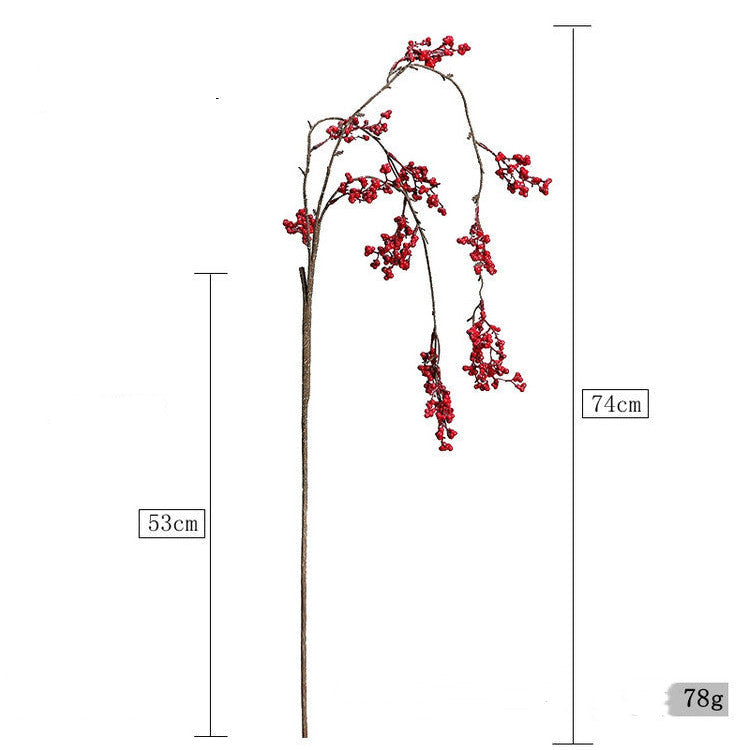 Faux-Beerenzweig rot, 12 cm hängend, realistisch, für Hochzeiten, Wohnkultur, Café-Dekoration, saisonale Feiertage
