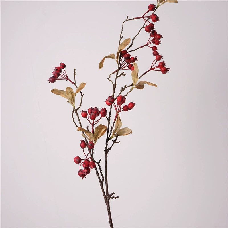 Kunstzweig mit Beeren 95 cm, Täuschend Echter Dekozweig in Trockenblumen-Optik für Vase, Hochzeit & Floristik, Nordische Deko