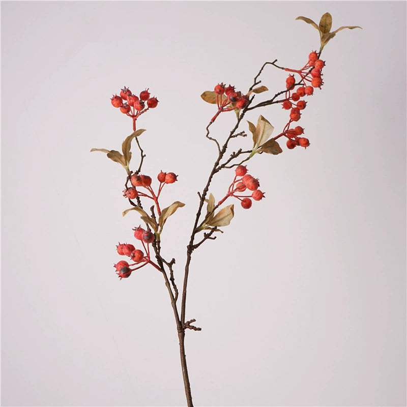 Kunstzweig mit Beeren 95 cm, Täuschend Echter Dekozweig in Trockenblumen-Optik für Vase, Hochzeit & Floristik, Nordische Deko
