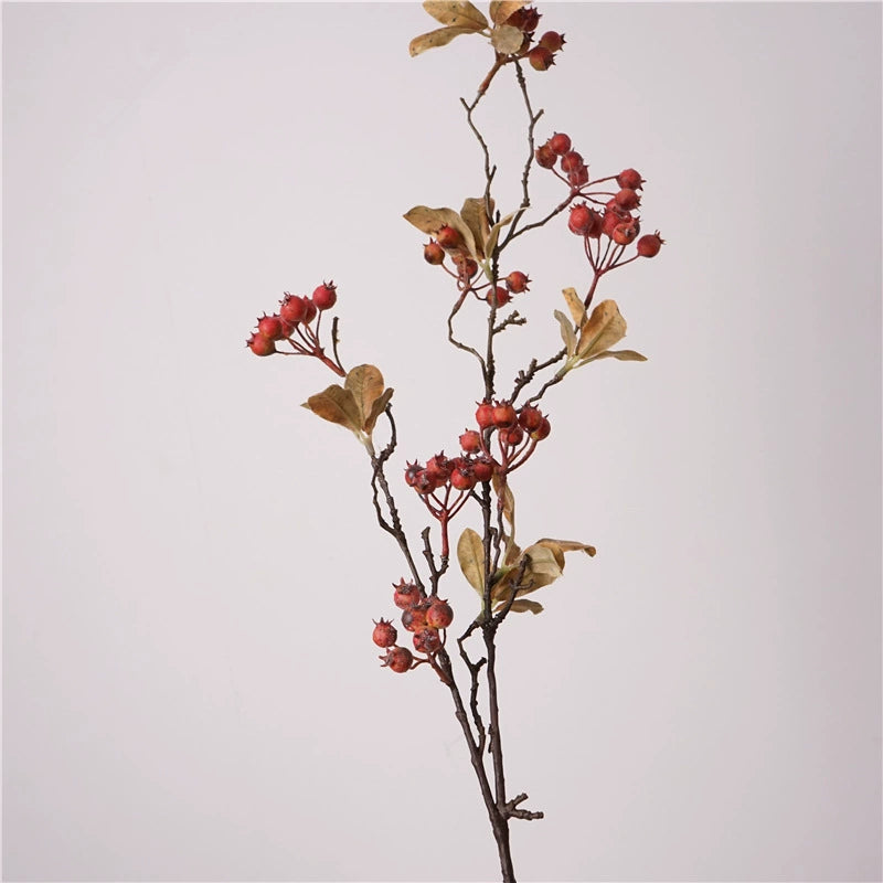 Kunstzweig mit Beeren 95 cm, Täuschend Echter Dekozweig in Trockenblumen-Optik für Vase, Hochzeit & Floristik, Nordische Deko