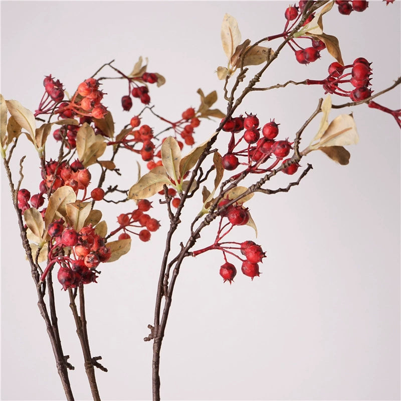 Kunstzweig mit Beeren 95 cm, Täuschend Echter Dekozweig in Trockenblumen-Optik für Vase, Hochzeit & Floristik, Nordische Deko