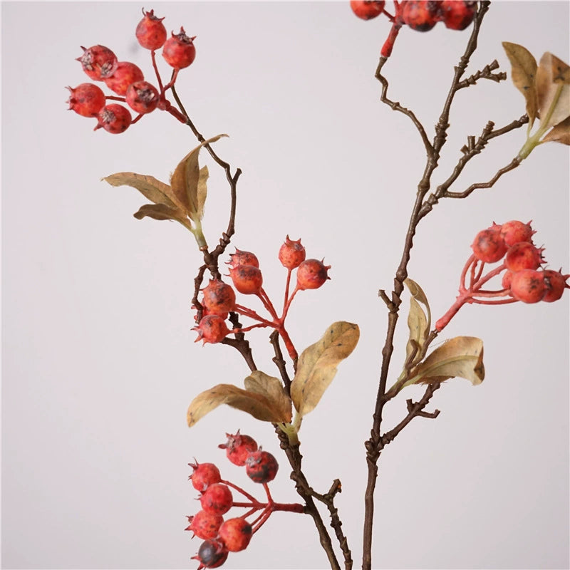 Kunstzweig mit Beeren 95 cm, Täuschend Echter Dekozweig in Trockenblumen-Optik für Vase, Hochzeit & Floristik, Nordische Deko
