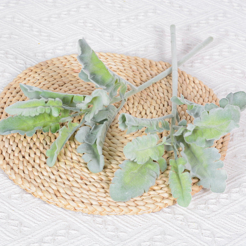 Silberblatt Künstlich 12er Set, 37cm, Realistisch Beflockte Deko Zweige, für Hochzeit, Gestecke, Grabschmuck & Vase, Mengenrabatt