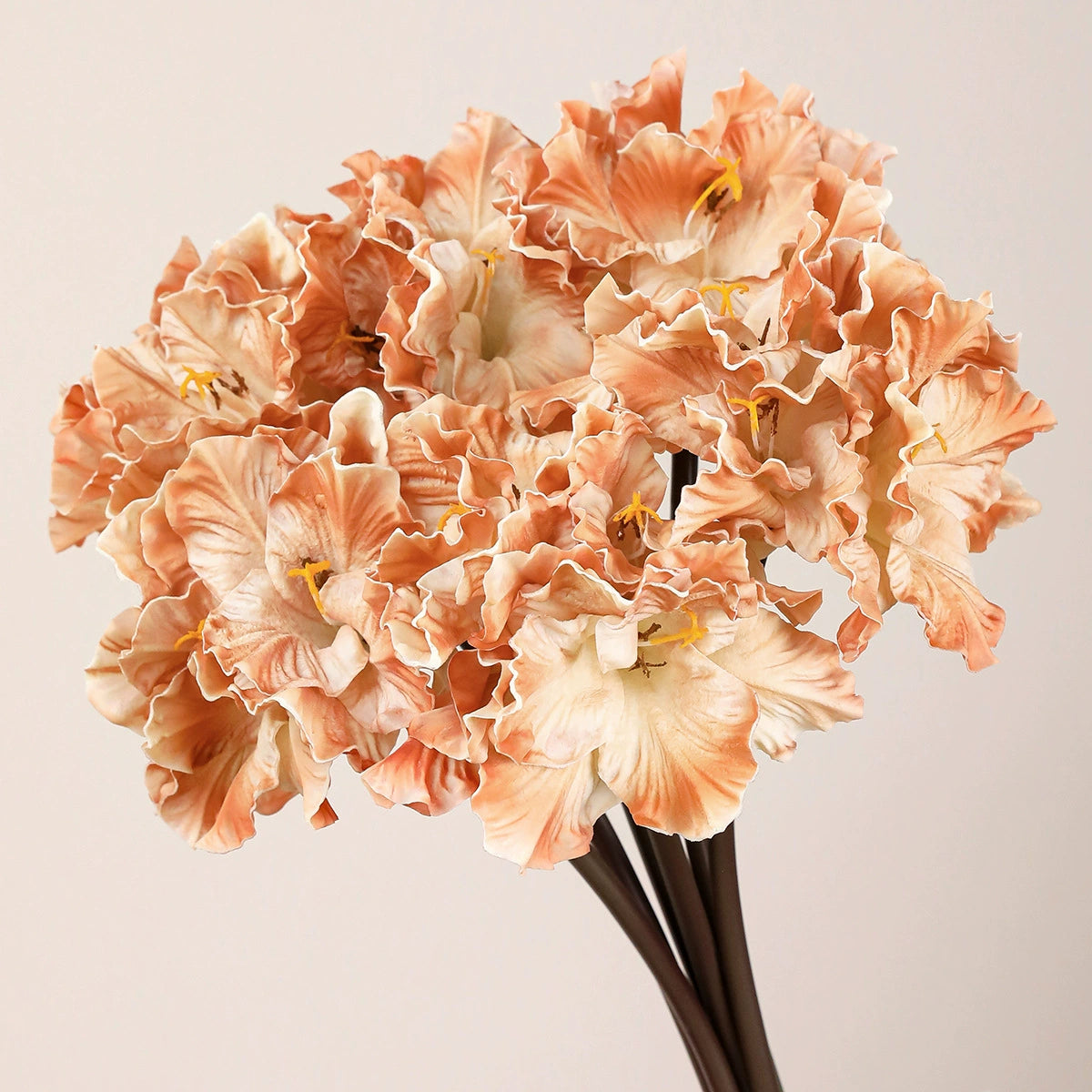4-Kopf PU Kunstblumen, 70 cm, handgefertigt, realistisch, Farben: Grün, Lila, Braun, Orange – ideal für Hochzeiten, Cafés & Einzelhandel