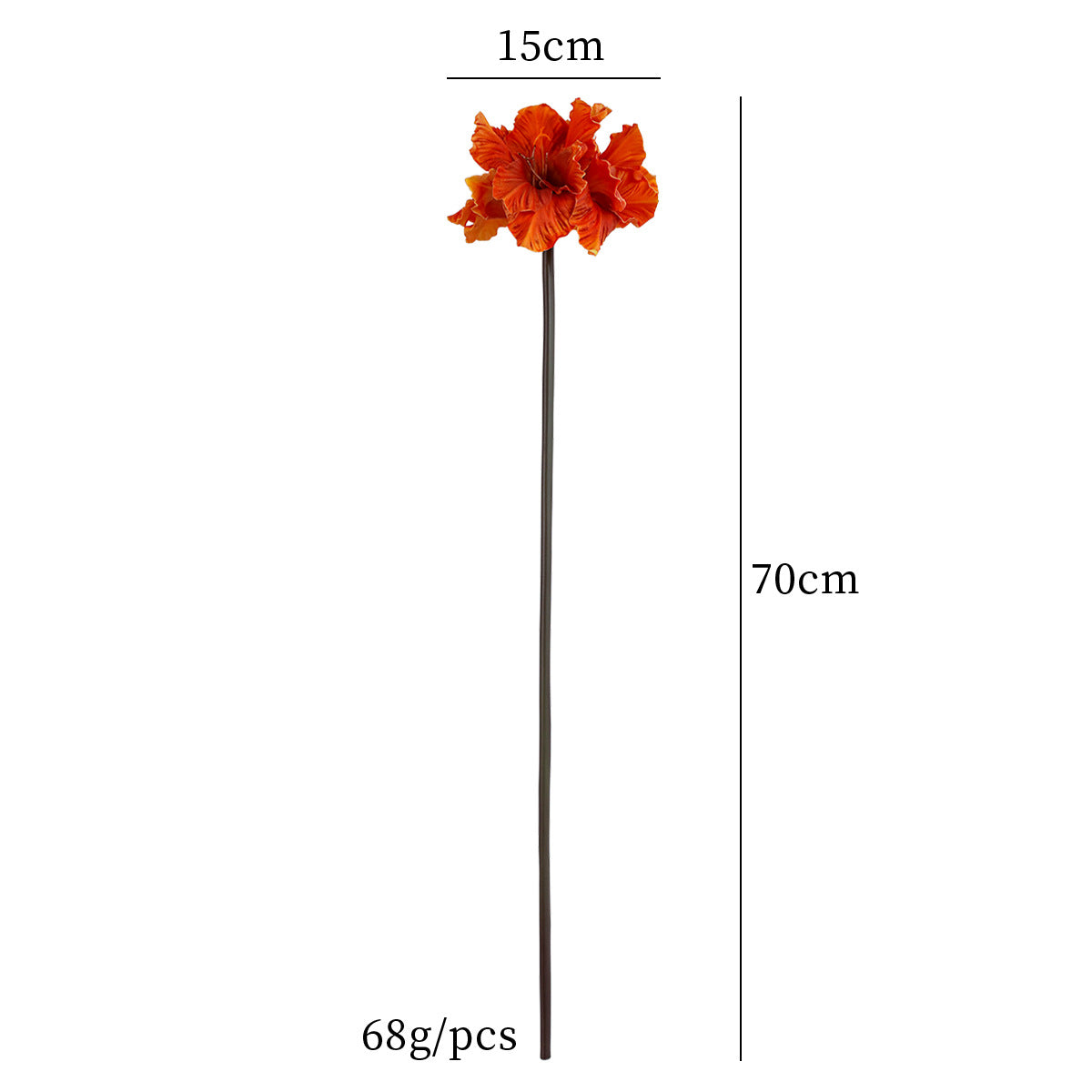 4-Kopf PU Kunstblumen, 70 cm, handgefertigt, realistisch, Farben: Grün, Lila, Braun, Orange – ideal für Hochzeiten, Cafés & Einzelhandel