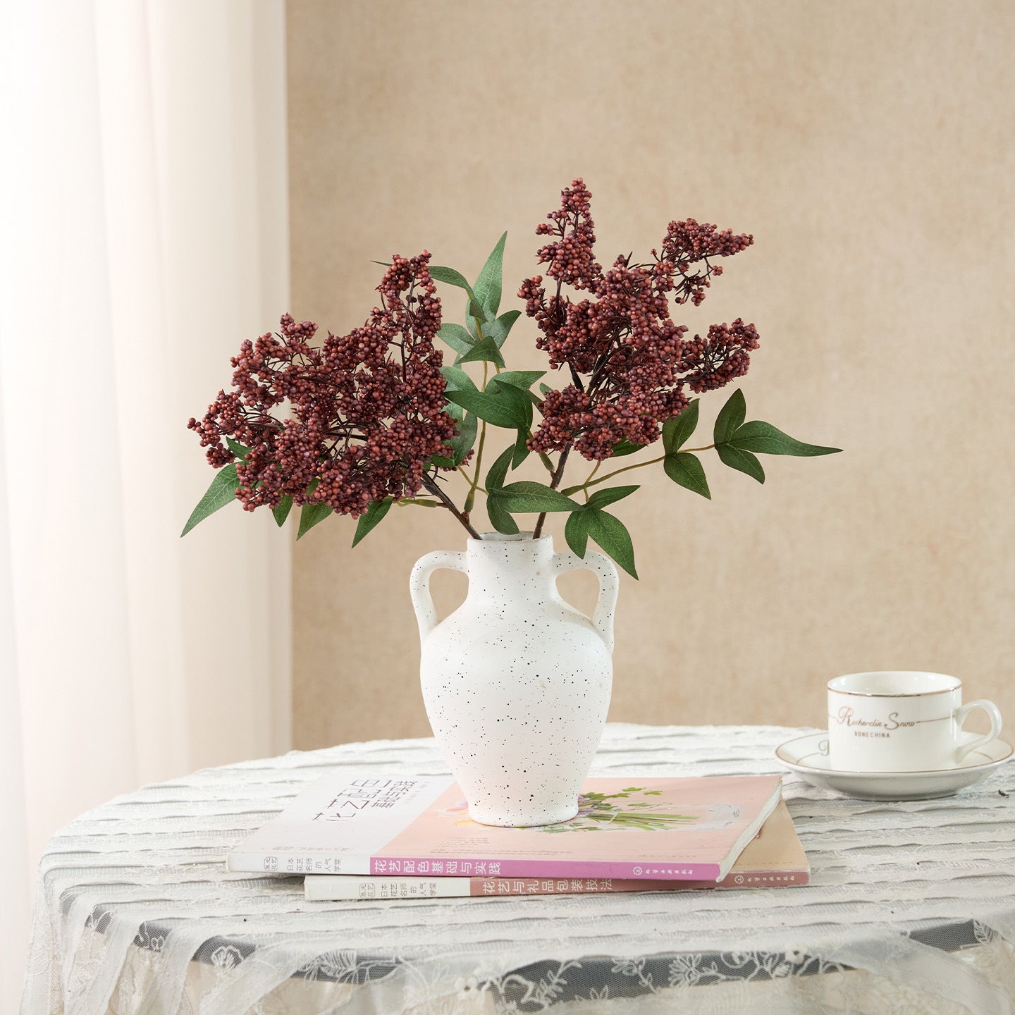8er Set Künstliche Beeren-Zweige 40 cm, Realistische Deko-Stiele für Vase, DIY-Gestecke, Hochzeitsdeko, Herbst & Ganzjährige Dekoration