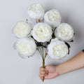 Pfingstrosen Kunstblumen Strauß 44cm, 7 Blüten, Lebensechte Seidenblumen für Hochzeit, Tischdeko, Vase & Grabschmuck, Dauerhafte Dekoration